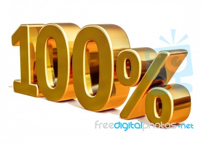 3d Gold 100 Hundred Percent Discount Sign Stock Image