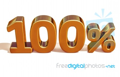 3d Gold 100 Hundred Percent Discount Sign Stock Image