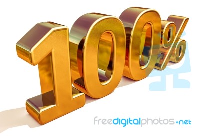 3d Gold 100 Hundred Percent Discount Sign Stock Image