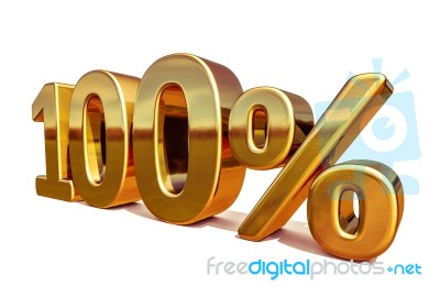 3d Gold 100 Hundred Percent Discount Sign Stock Image