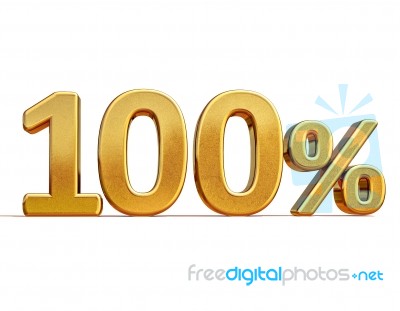 3d Gold 100 Hundred Percent Discount Sign Stock Image