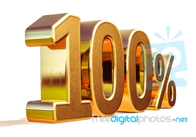 3d Gold 100 Hundred Percent Discount Sign Stock Image