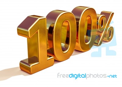 3d Gold 100 Hundred Percent Discount Sign Stock Image