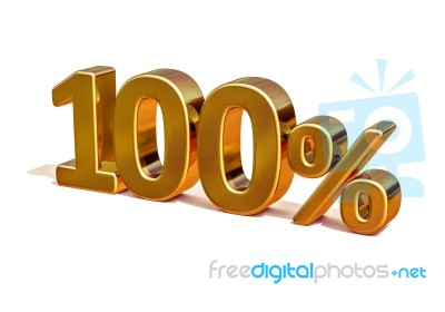 3d Gold 100 Hundred Percent Discount Sign Stock Image