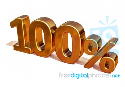 3d Gold 100 Hundred Percent Discount Sign Stock Image