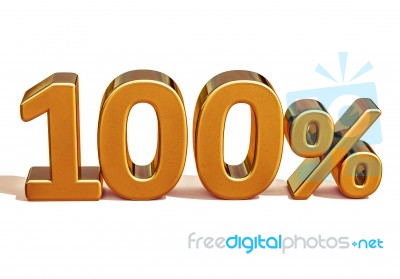 3d Gold 100 Hundred Percent Discount Sign Stock Image