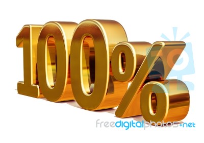 3d Gold 100 Hundred Percent Discount Sign Stock Image