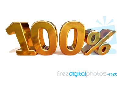 3d Gold 100 Hundred Percent Discount Sign Stock Image