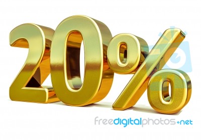 3d Gold 20 Twenty Percent Discount Sign Stock Image