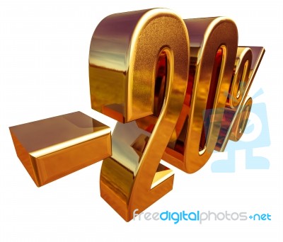 3d Gold 20 Twenty Percent Discount Sign Stock Image