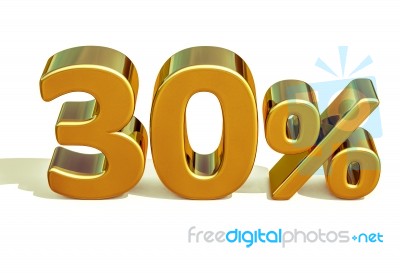 3d Gold 30 Thirty Percent Discount Sign Stock Image