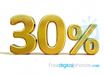 3d Gold 30 Thirty Percent Discount Sign Stock Image