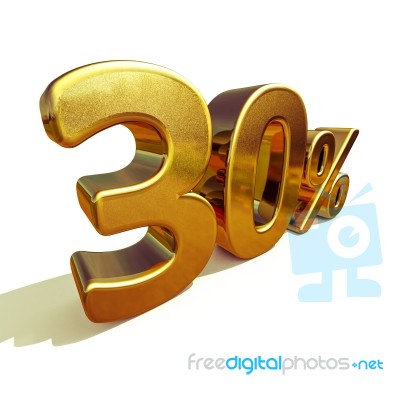 3d Gold 30 Thirty Percent Discount Sign Stock Image