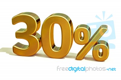 3d Gold 30 Thirty Percent Discount Sign Stock Image