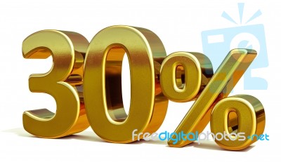 3d Gold 30 Thirty Percent Discount Sign Stock Image