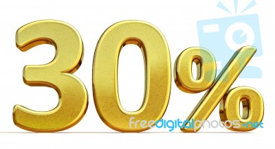 3d Gold 30 Thirty Percent Discount Sign Stock Image