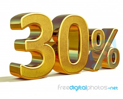 3d Gold 30 Thirty Percent Discount Sign Stock Image