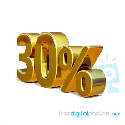 3d Gold 30 Thirty Percent Discount Sign Stock Image