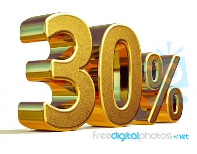 3d Gold 30 Thirty Percent Discount Sign Stock Image