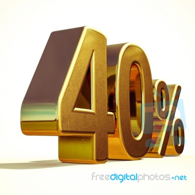 3d Gold 40 Forty Percent Discount Sign Stock Image