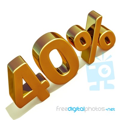 3d Gold 40 Forty Percent Discount Sign Stock Image