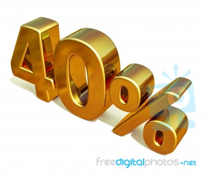 3d Gold 40 Forty Percent Discount Sign Stock Image