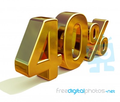 3d Gold 40 Forty Percent Discount Sign Stock Image