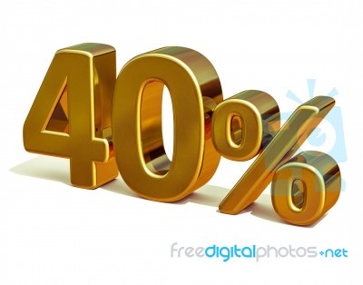 3d Gold 40 Forty Percent Discount Sign Stock Image