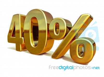 3d Gold 40 Forty Percent Discount Sign Stock Image