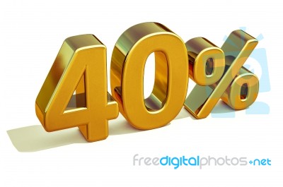 3d Gold 40 Forty Percent Discount Sign Stock Image