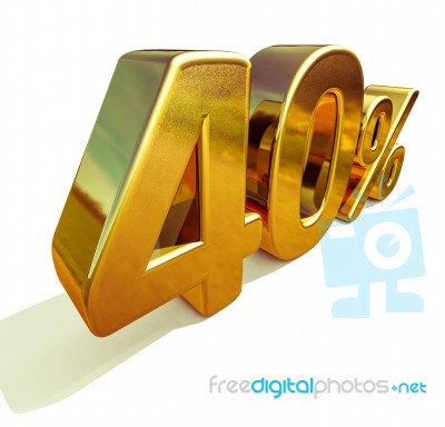 3d Gold 40 Forty Percent Discount Sign Stock Image