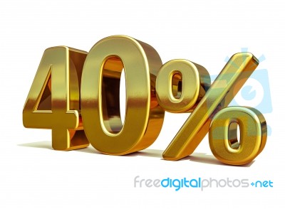 3d Gold 40 Forty Percent Discount Sign Stock Image