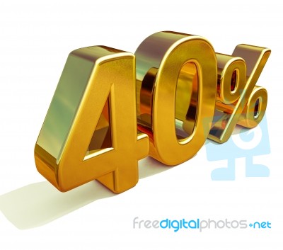 3d Gold 40 Forty Percent Discount Sign Stock Image