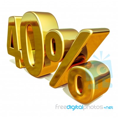 3d Gold 40 Forty Percent Discount Sign Stock Image