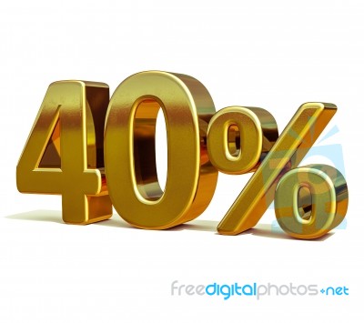 3d Gold 40 Forty Percent Discount Sign Stock Image