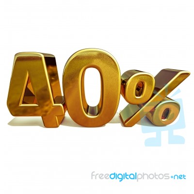 3d Gold 40 Forty Percent Discount Sign Stock Image