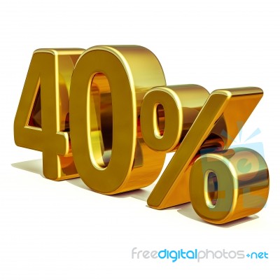 3d Gold 40 Forty Percent Discount Sign Stock Image