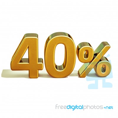 3d Gold 40 Forty Percent Discount Sign Stock Image