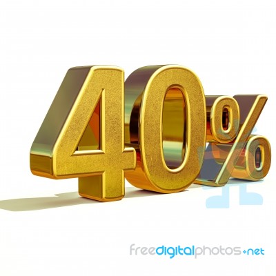 3d Gold 40 Forty Percent Discount Sign Stock Image