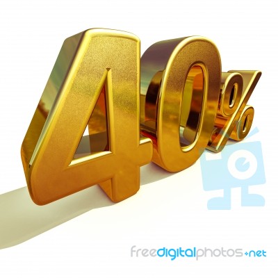 3d Gold 40 Forty Percent Discount Sign Stock Image