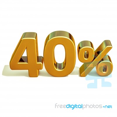 3d Gold 40 Forty Percent Discount Sign Stock Image