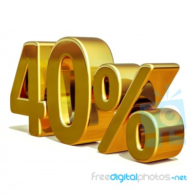 3d Gold 40 Forty Percent Discount Sign Stock Image