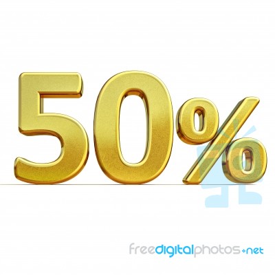 3d Gold 50 Fifty Percent Sign Stock Image