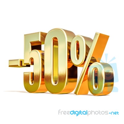 3d Gold 50 Fifty Percent Sign Stock Image