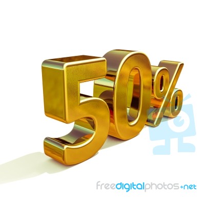 3d Gold 50 Percent Sign Stock Image