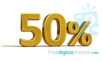 3d Gold 50 Percent Sign Stock Image