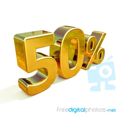 3d Gold 50 Percent Sign Stock Image