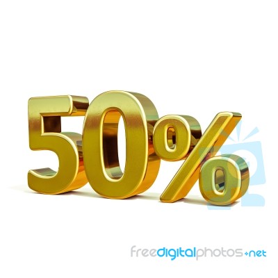 3d Gold 50 Percent Sign Stock Image