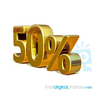 3d Gold 50 Percent Sign Stock Image