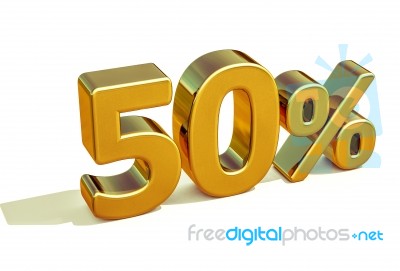 3d Gold 50 Percent Sign Stock Image